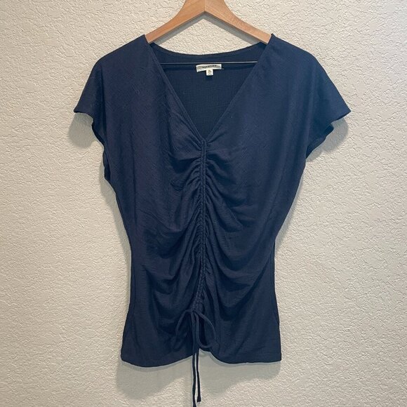 Max Studio Navy Blue Ruched Front Top XL - Picture 1 of 6